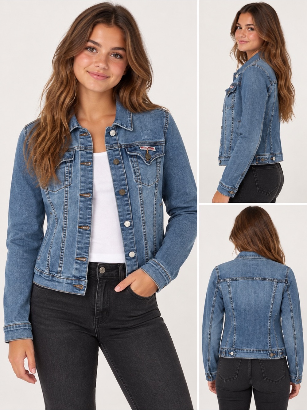 Hudson Girls XL Blue Denim Jacket Stretch Jean Trucker